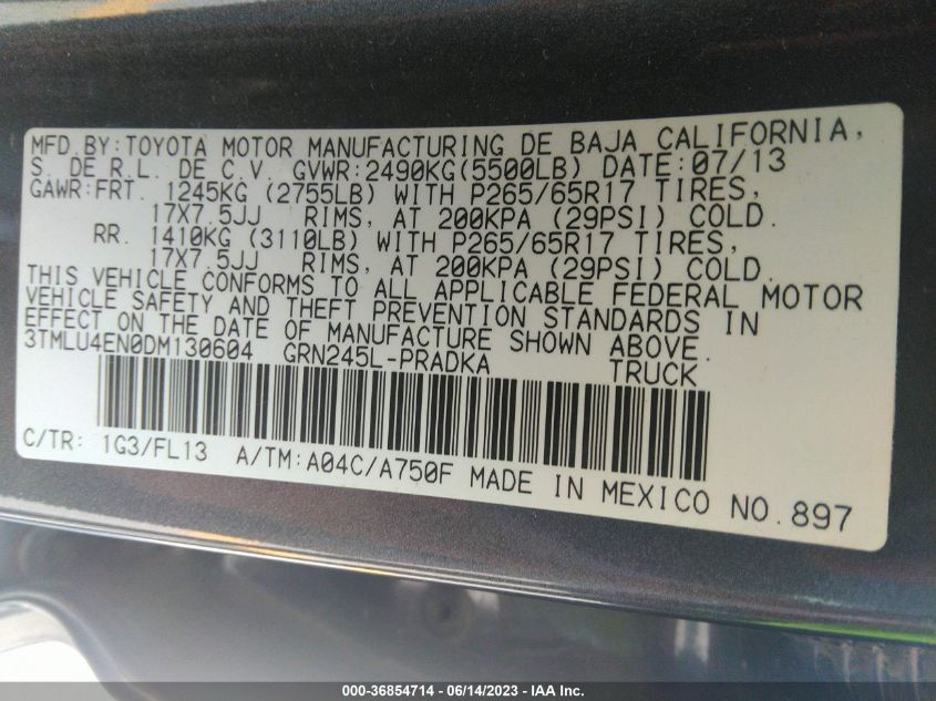 2013 TOYOTA TACOMA - 3TMLU4EN0DM130604
