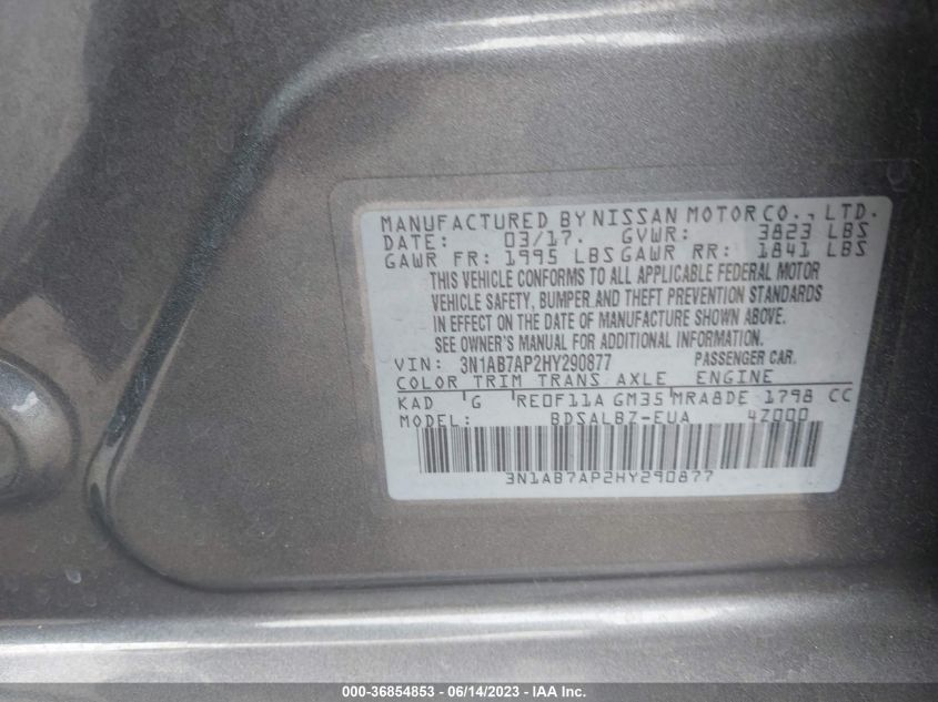 2017 NISSAN SENTRA S/SV/SR/SL - 3N1AB7AP2HY290877