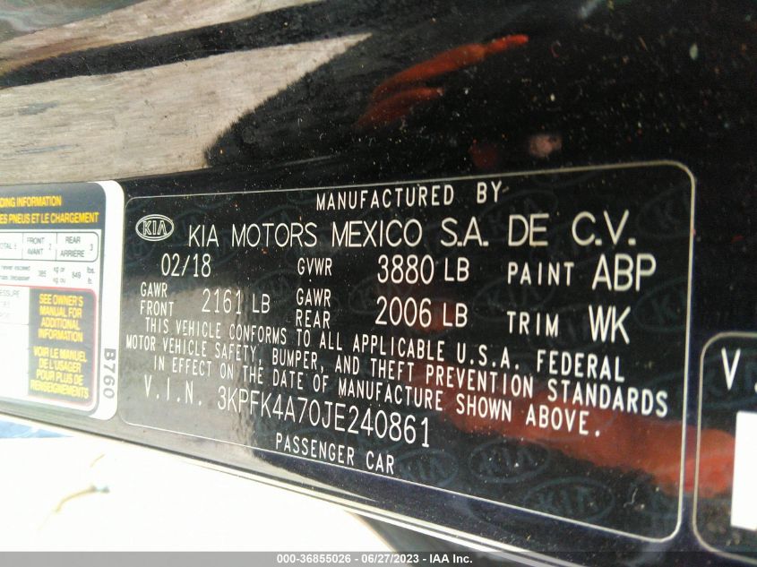 2018 KIA FORTE LX - 3KPFK4A70JE240861