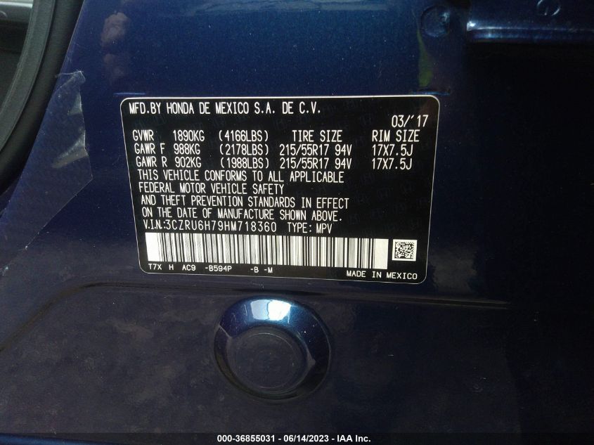 2017 HONDA HR-V EX-L NAVI - 3CZRU6H79HM718360