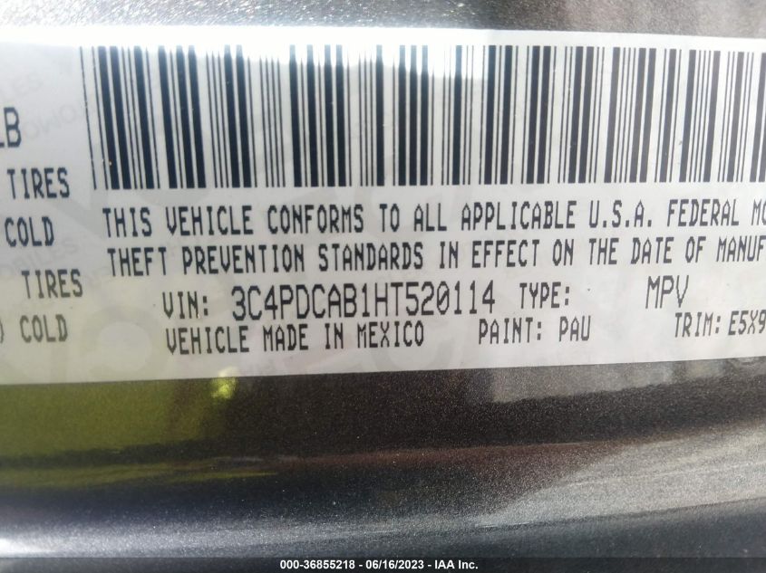 2017 DODGE JOURNEY SE - 3C4PDCAB1HT520114
