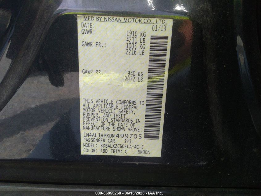 2013 NISSAN ALTIMA 2.5 SL - 1N4AL3APXDN499705