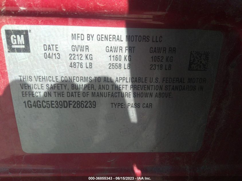 2013 BUICK LACROSSE LEATHER - 1G4GC5E39DF286239
