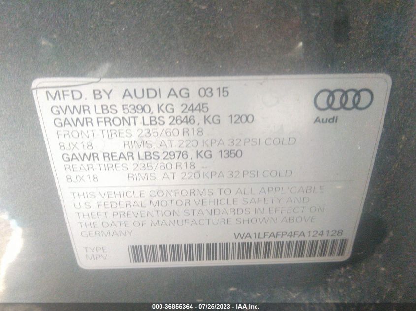 WA1LFAFP4FA124128 2015 AUDI Q5, photo no. 9