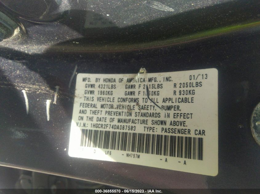 2013 HONDA ACCORD SDN EX - 1HGCR2F74DA087583