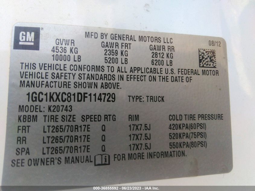 2013 CHEVROLET SILVERADO 2500HD LT - 1GC1KXC81DF114729