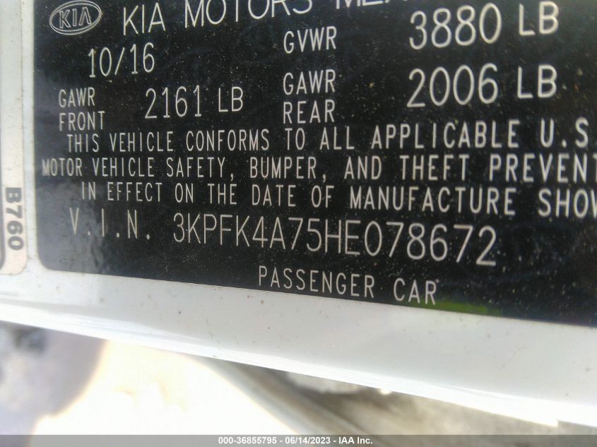 2017 KIA FORTE LX - 3KPFK4A75HE078672