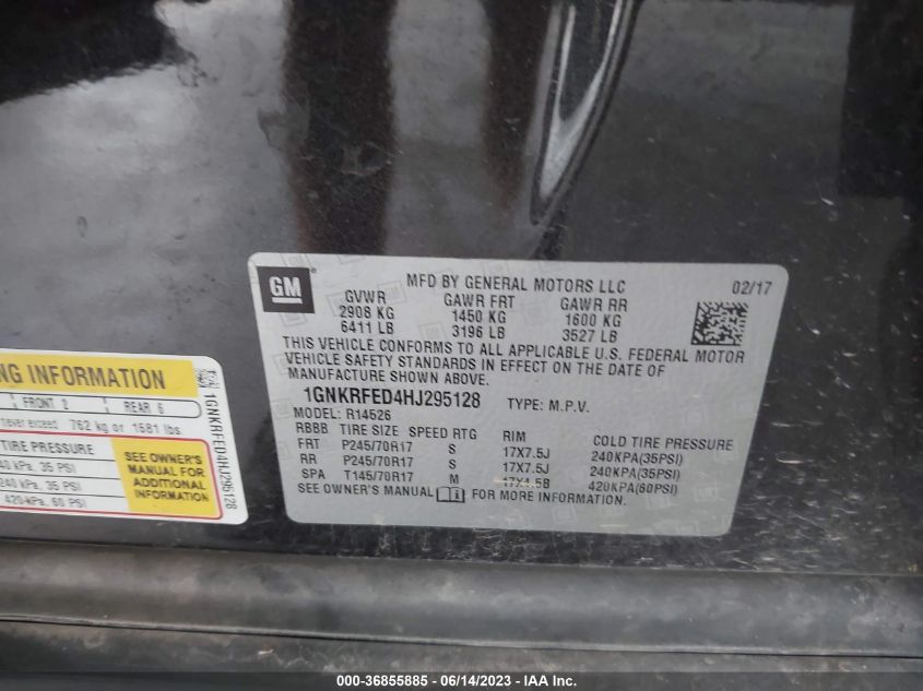 2017 CHEVROLET TRAVERSE LS - 1GNKRFED4HJ295128