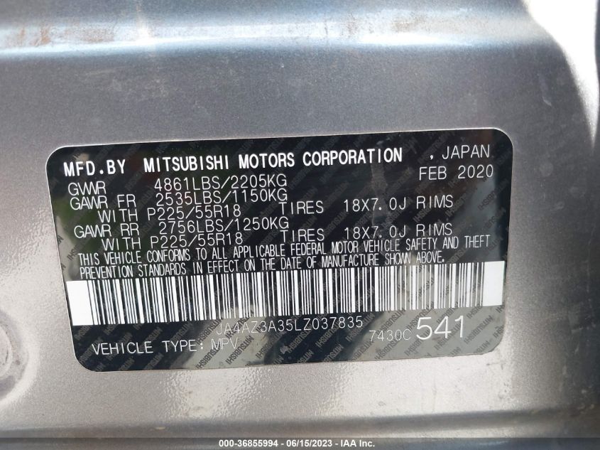 2020 MITSUBISHI OUTLANDER ES/SE/SEL/LE/SP - JA4AZ3A35LZ037835