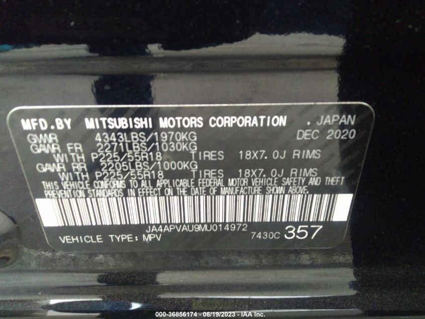 2021 MITSUBISHI OUTLANDER SPORT SE - JA4APVAU9MU014972