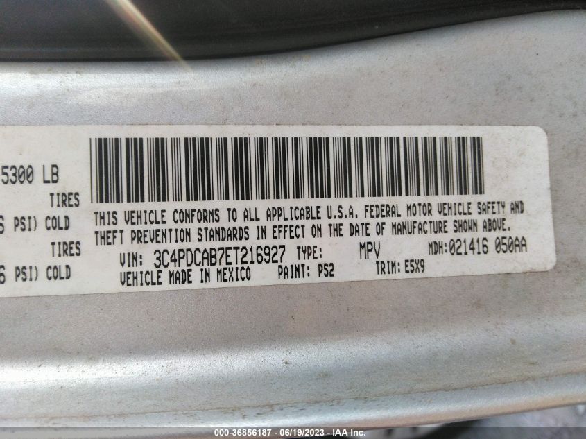 2014 DODGE JOURNEY SE - 3C4PDCAB7ET216927