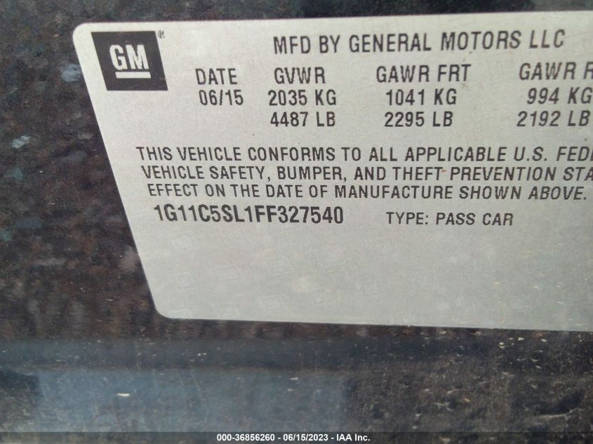 2015 CHEVROLET MALIBU LT - 1G11C5SL1FF327540
