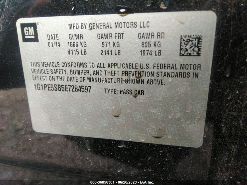 2014 CHEVROLET CRUZE 2LT - 1G1PE5SB5E7284597