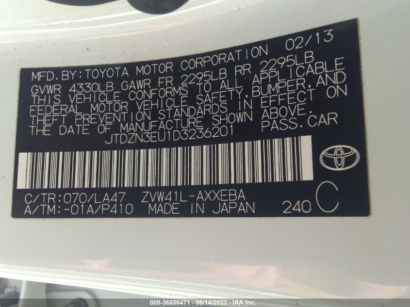 2013 TOYOTA PRIUS V - JTDZN3EU1D3236201
