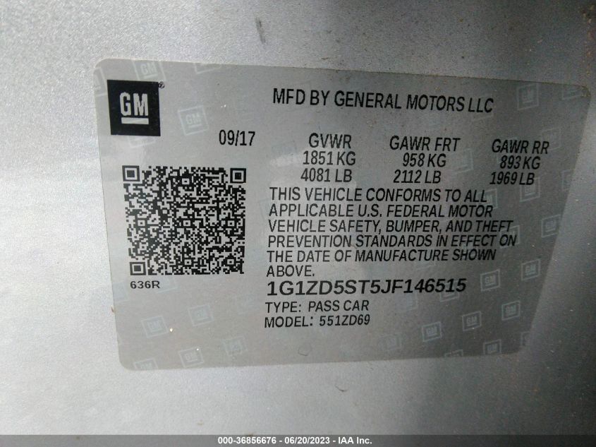 2018 CHEVROLET MALIBU LT - 1G1ZD5ST5JF146515