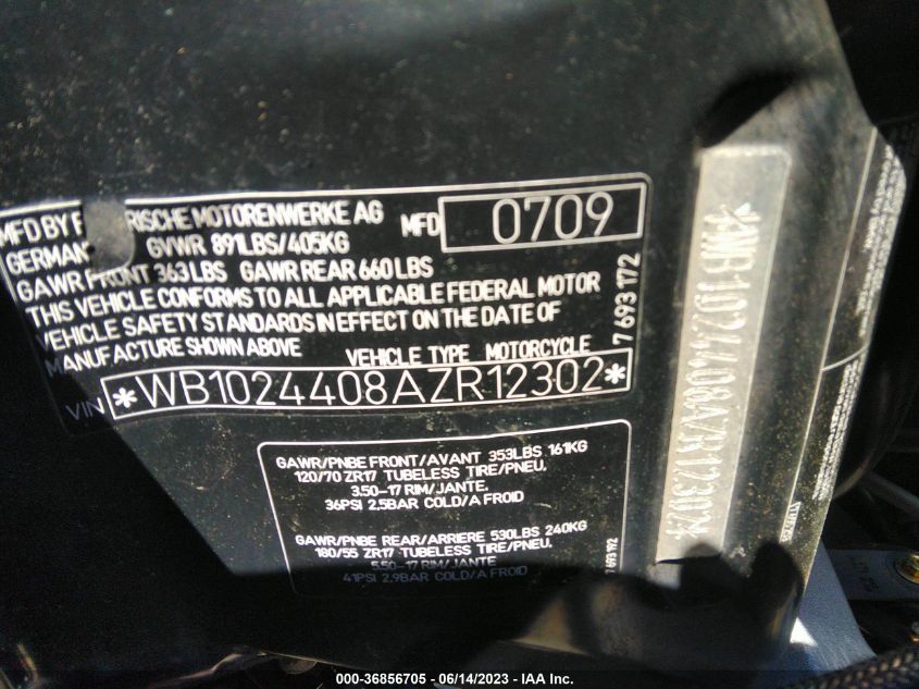 2010 BMW F800 ST WB1024408AZR12302
