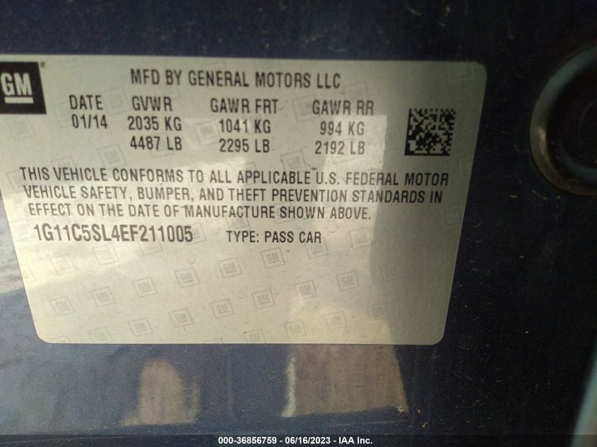 2014 CHEVROLET MALIBU LT - 1G11C5SL4EF211005