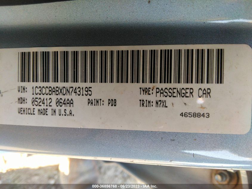 2013 CHRYSLER 200 LX - 1C3CCBABXDN743195