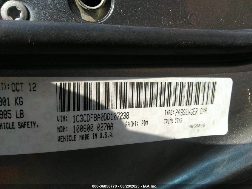 2013 DODGE DART RALLYE - 1C3CDFBA0DD107238