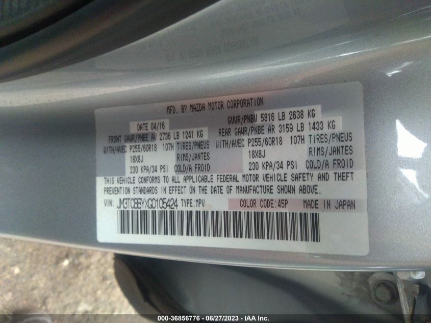 2016 MAZDA CX-9 SPORT - JM3TCBBYXG0105424