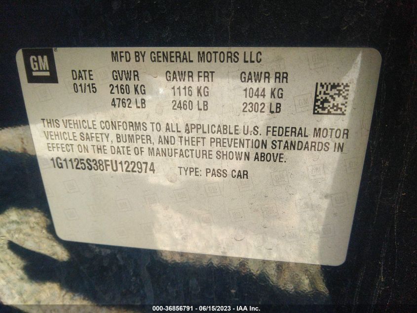 2015 CHEVROLET IMPALA LT - 1G1125S38FU122974