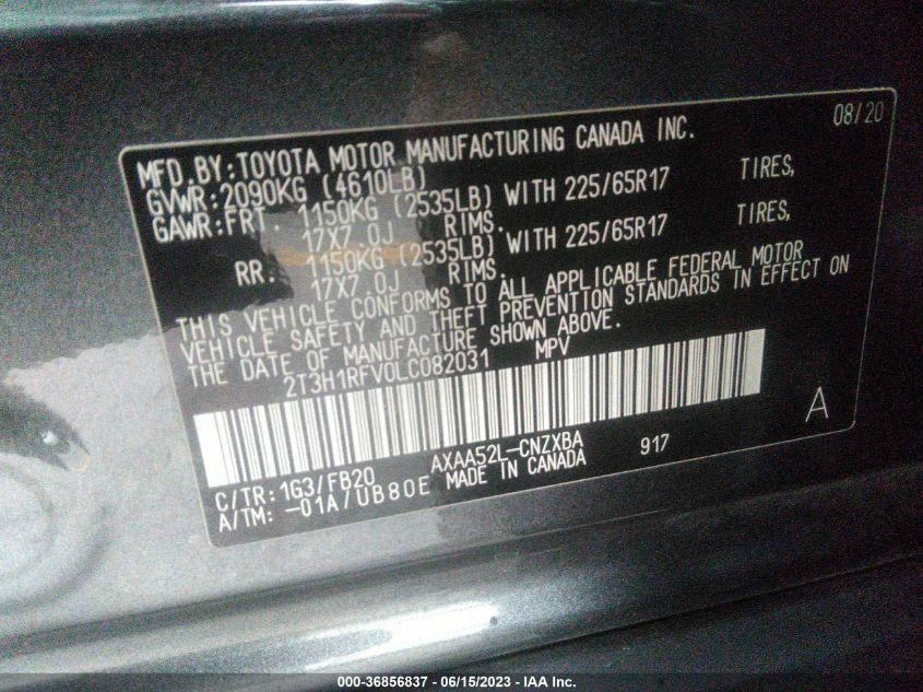 2020 TOYOTA RAV4 LE - 2T3H1RFV0LC082031