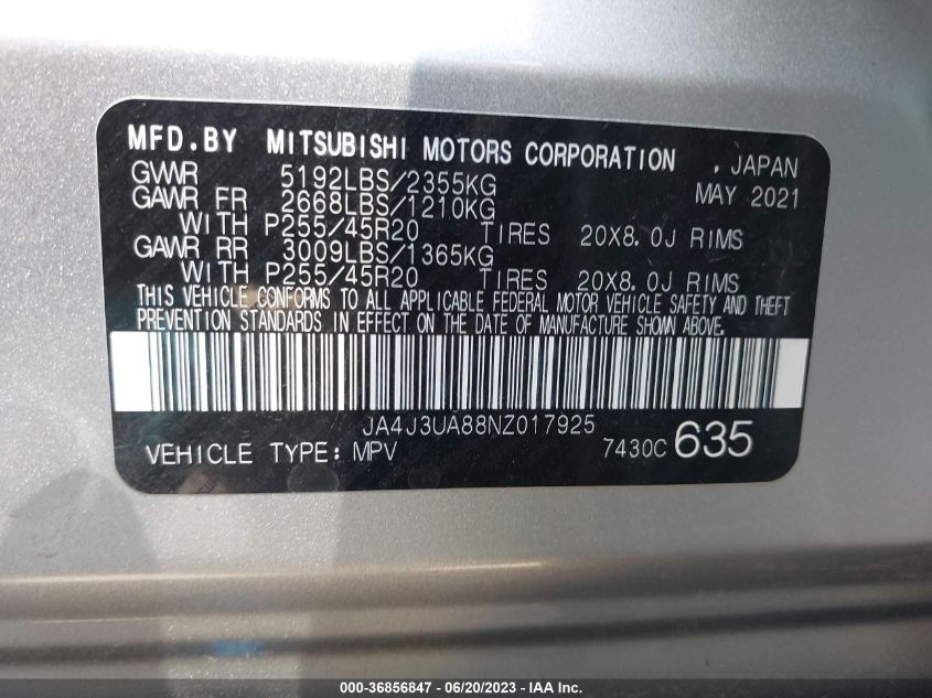 2022 MITSUBISHI OUTLANDER SE - JA4J3UA88NZ017925