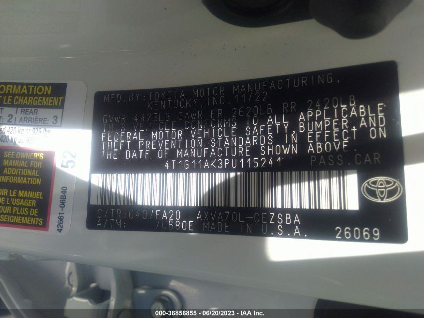 2023 TOYOTA CAMRY SE/SE NIGHTSHADE - 4T1G11AK3PU115241