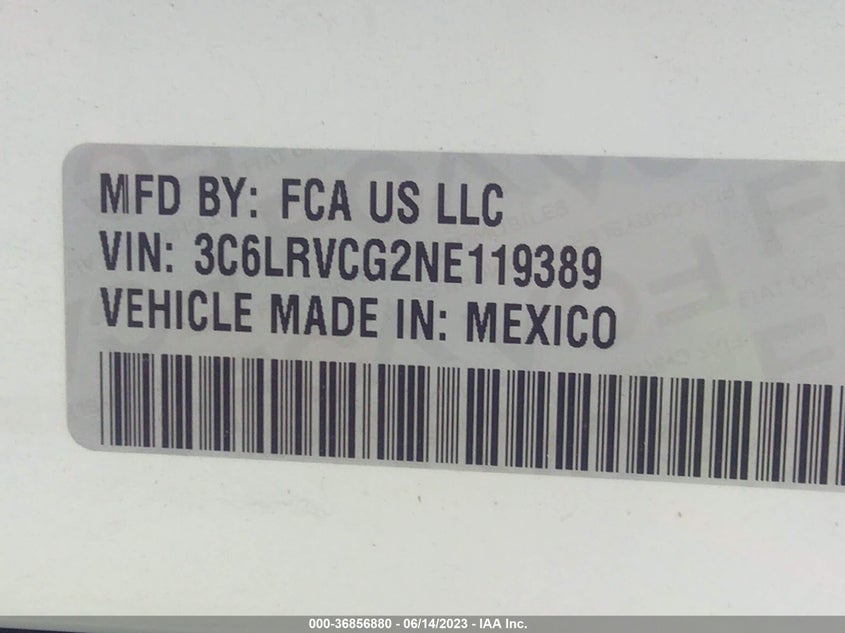 VIN 3C6LRVCG2NE119389 2022 RAM PROMASTER CARGO VAN