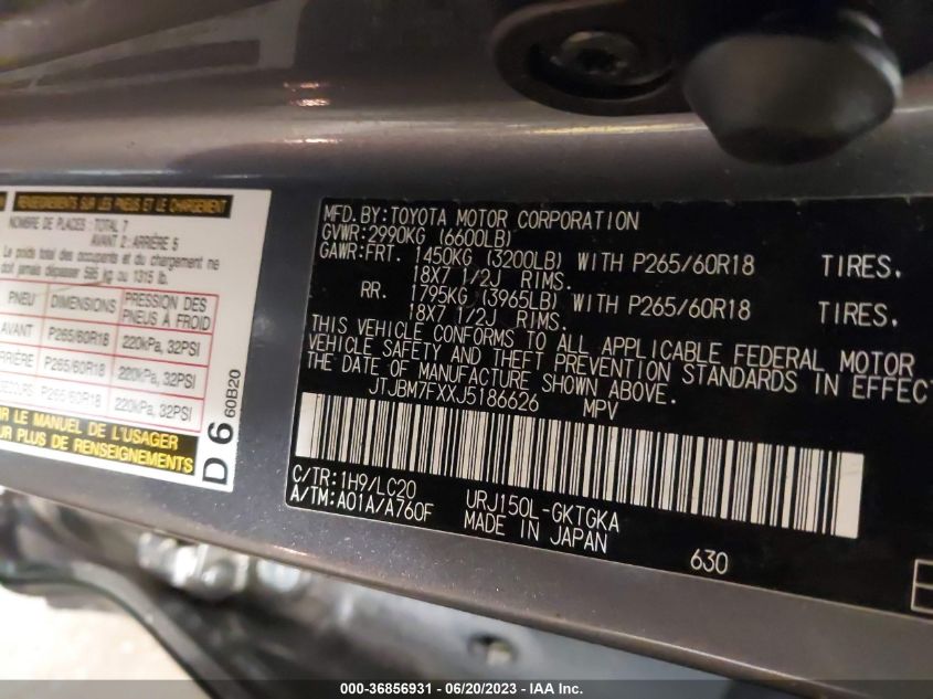 2018 LEXUS 460 - JTJBM7FXXJ5186626