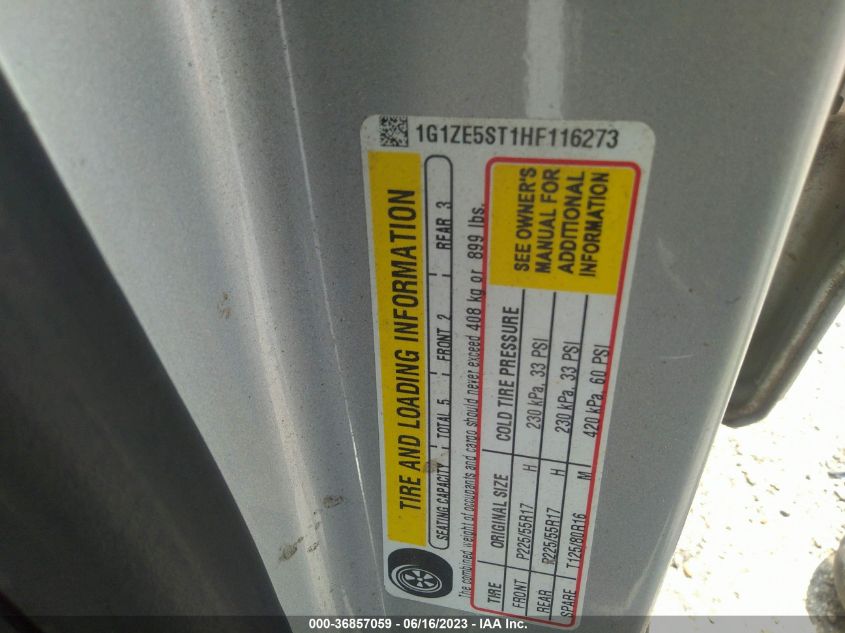 2017 CHEVROLET MALIBU LT - 1G1ZE5ST1HF116273