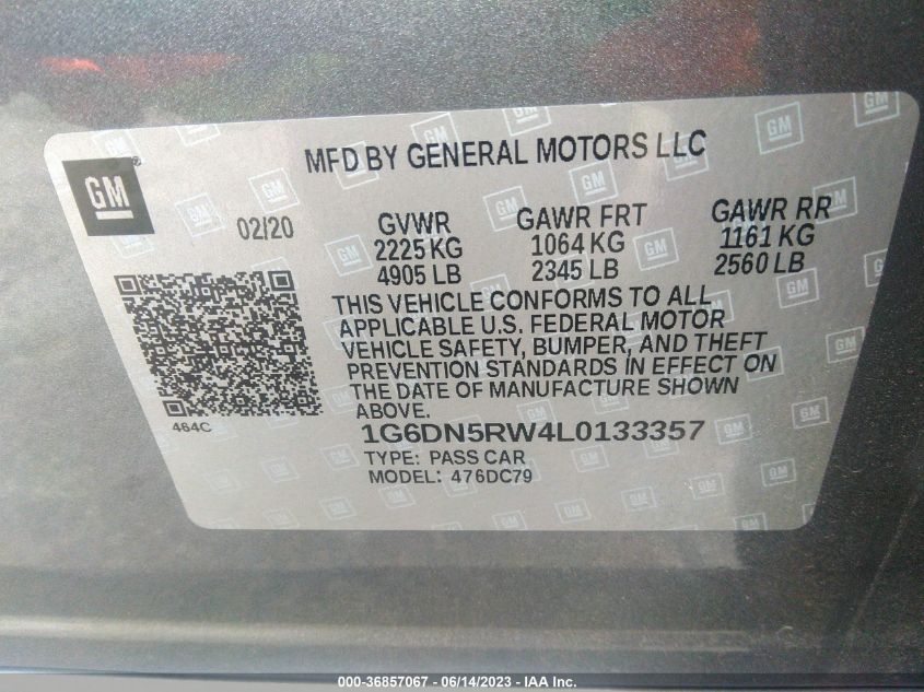 2020 CADILLAC CT5 PREMIUM LUXURY 1G6DN5RW4L0133357