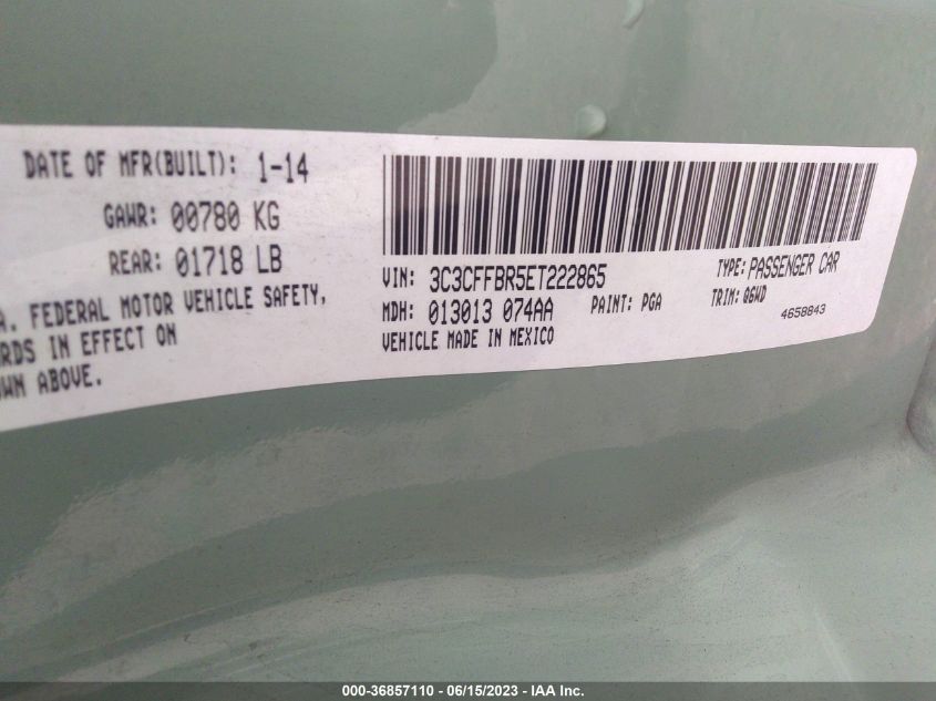 2014 FIAT 500 SPORT - 3C3CFFBR5ET222865