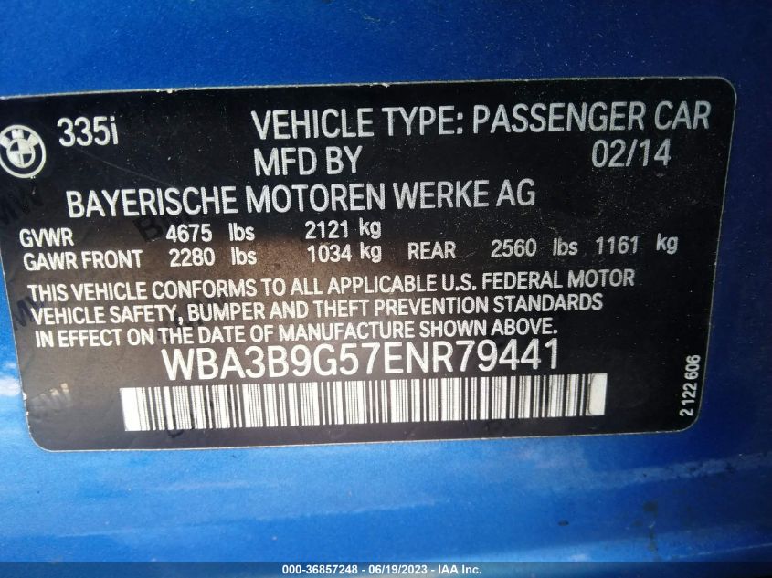 2014 BMW 3 SERIES 335I XDRIVE - WBA3B9G57ENR79441