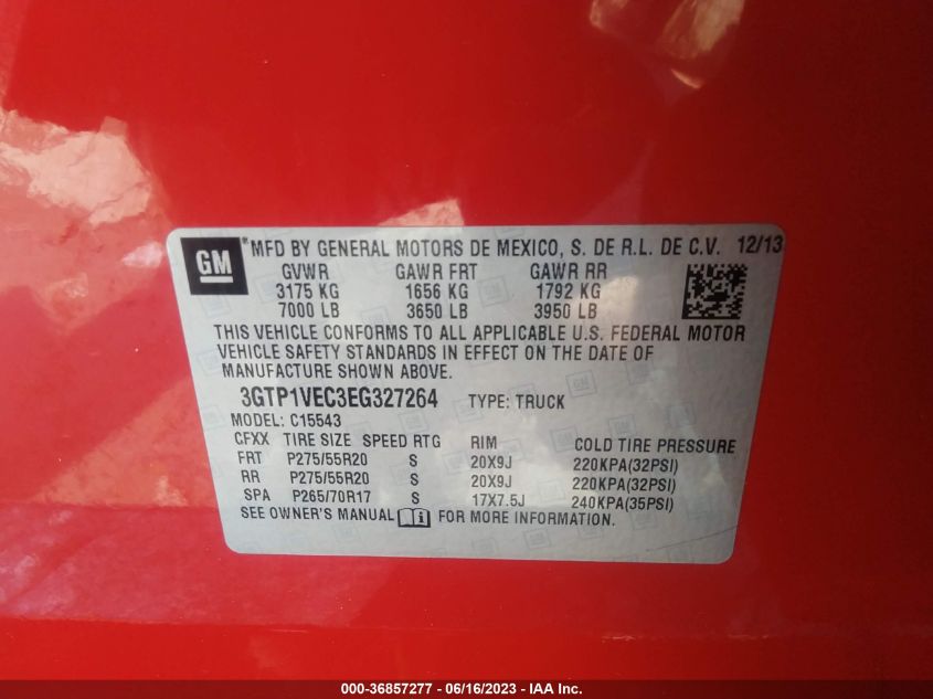 2014 GMC SIERRA 1500 SLT - 3GTP1VEC3EG327264