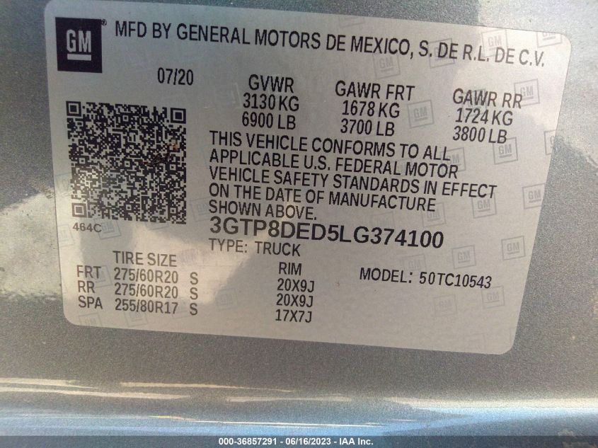 3GTP8DED5LG374100 GMC Sierra 1500 SLT 9