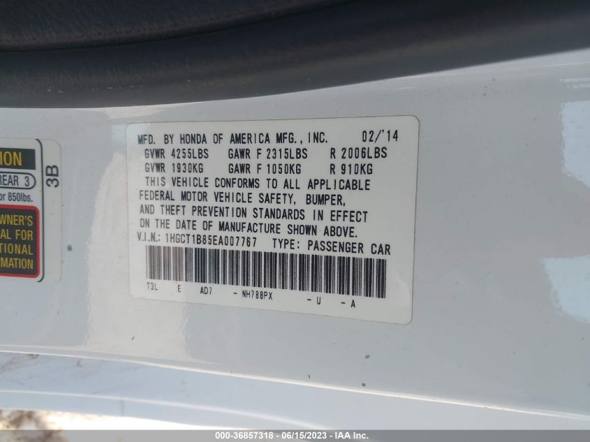 2014 HONDA ACCORD COUPE EX-L - 1HGCT1B85EA007767