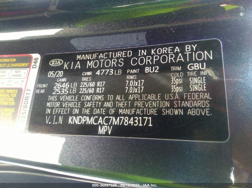 2021 KIA SPORTAGE LX - KNDPMCAC7M7843171