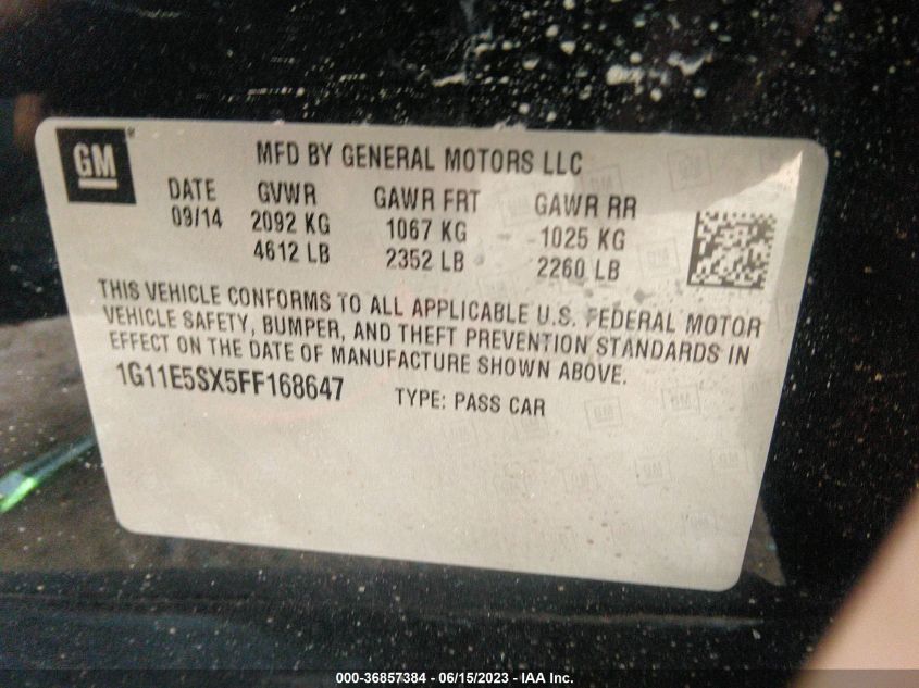 2015 CHEVROLET MALIBU LT - 1G11E5SX5FF168647