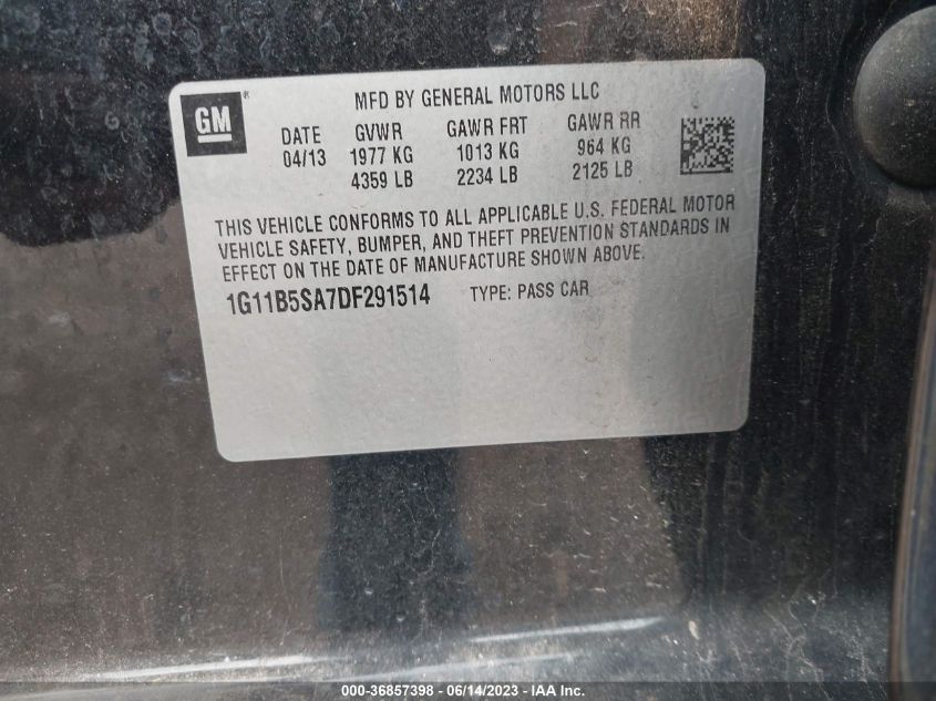 2013 CHEVROLET MALIBU LS - 1G11B5SA7DF291514
