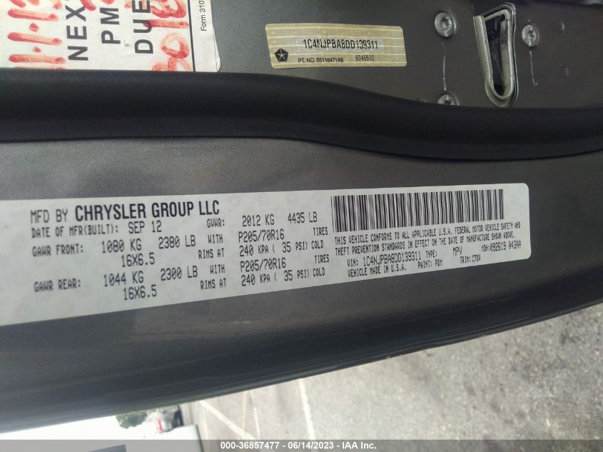 2013 JEEP PATRIOT SPORT - 1C4NJPBA8DD139311