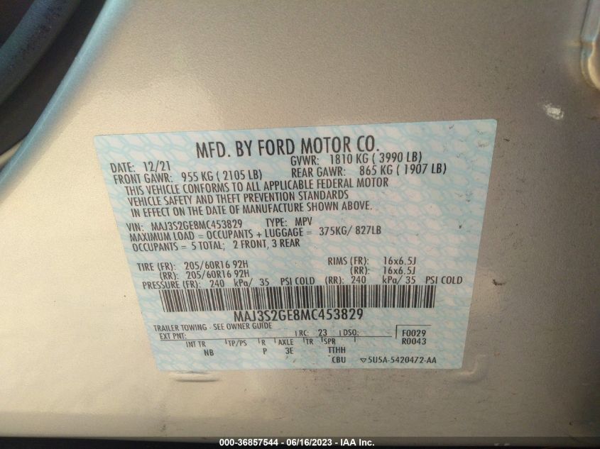 2021 FORD ECOSPORT SE - MAJ3S2GE8MC453829