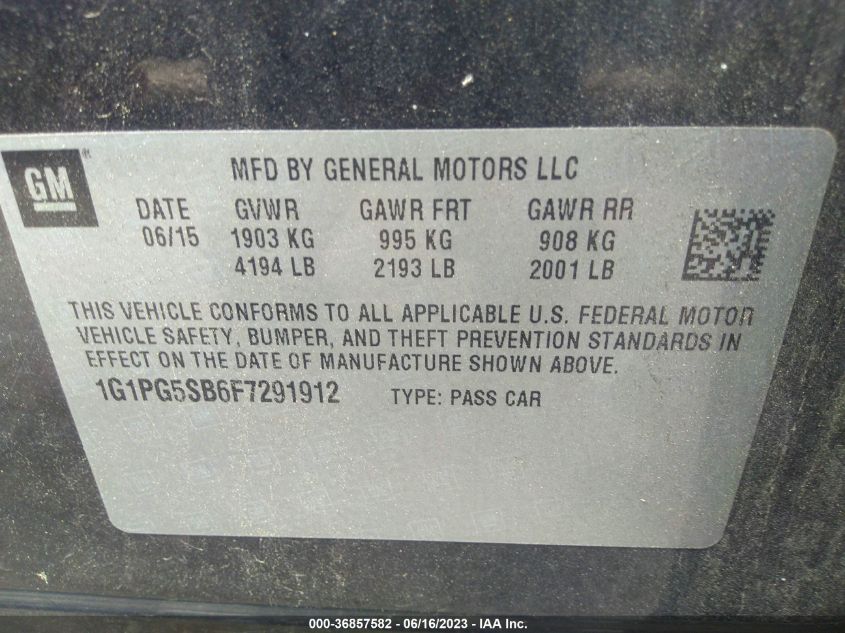 2015 CHEVROLET CRUZE LTZ - 1G1PG5SB6F7291912