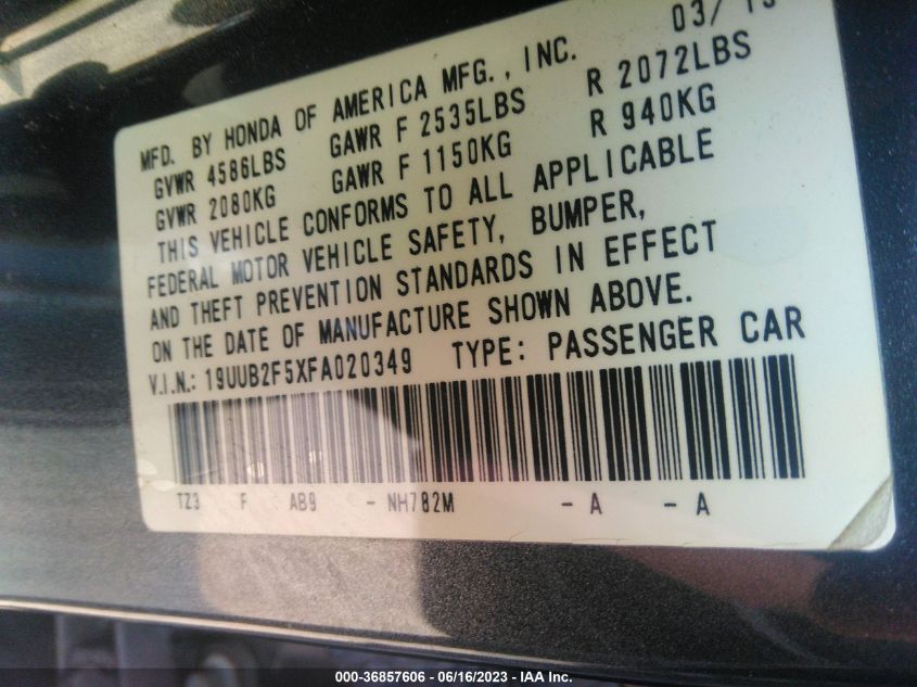 2015 ACURA TLX V6 TECH - 19UUB2F5XFA020349