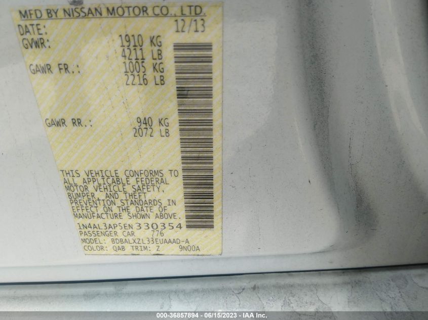 2014 NISSAN ALTIMA 2.5 - 1N4AL3AP5EN330354