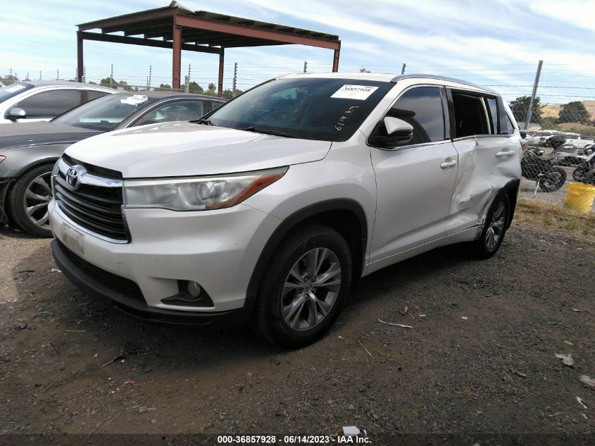 2015 TOYOTA HIGHLANDER XLE - 5TDJKRFHXFS188497