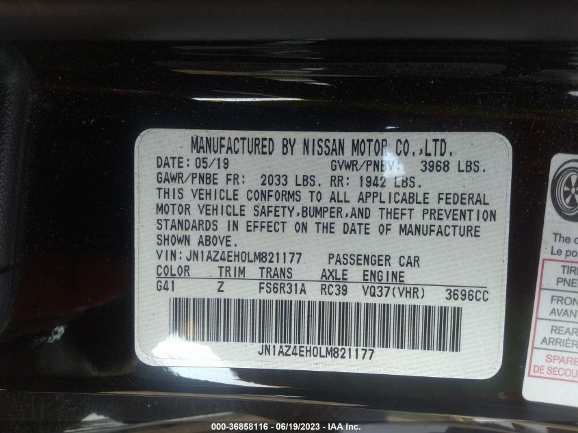 2020 NISSAN 370Z COUPE NISMO JN1AZ4EH0LM821177