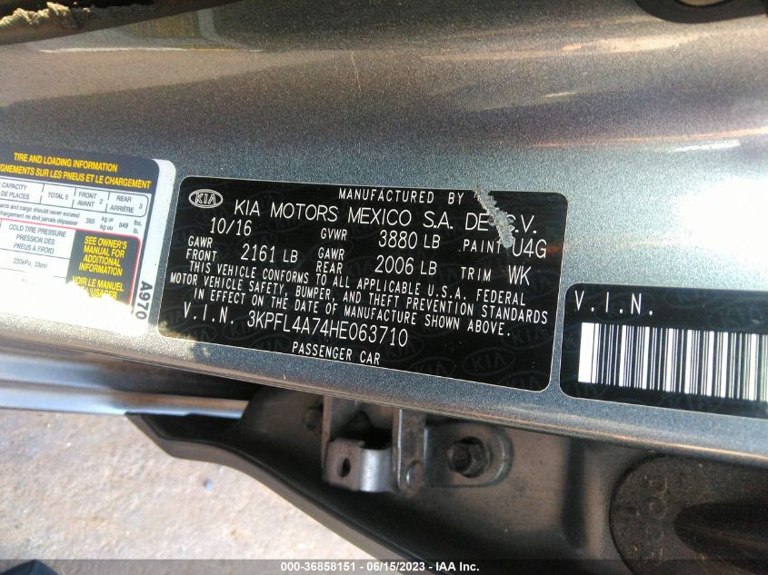 2017 KIA FORTE S - 3KPFL4A74HE063710