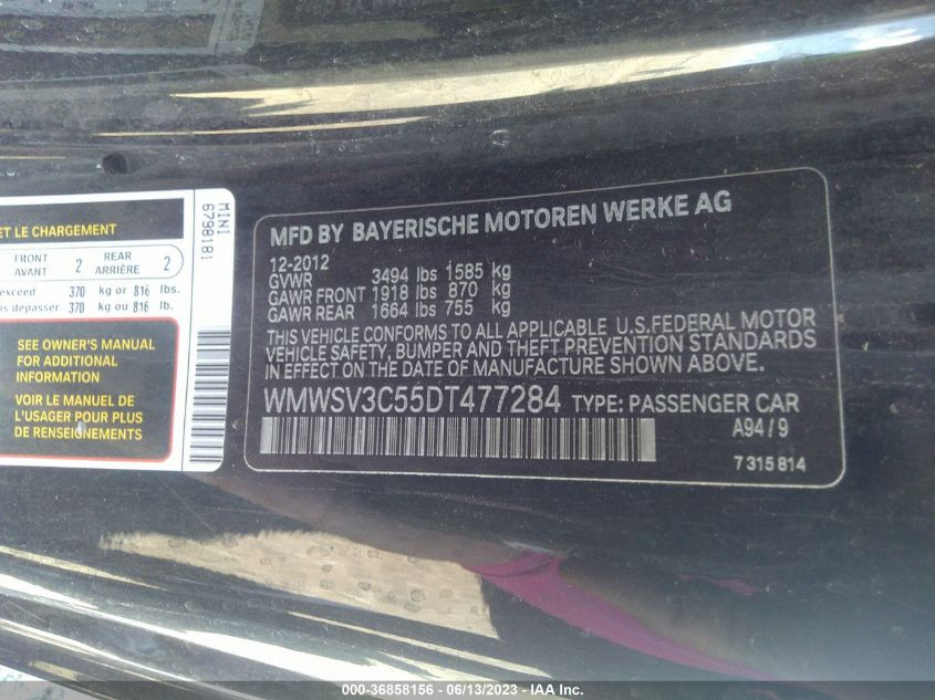 2013 MINI COOPER HARDTOP S - WMWSV3C55DT477284