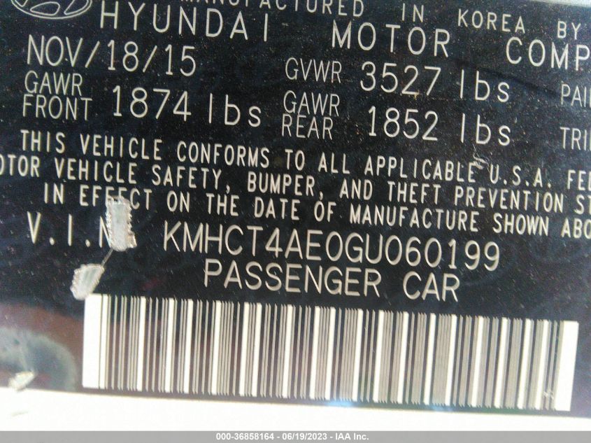 2016 HYUNDAI ACCENT SE - KMHCT4AE0GU060199